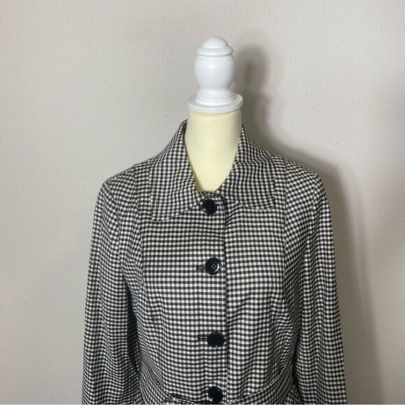 Carlisle Black & White Gingham Wool Blend Button Front Blazer/Coat Womens Size 8 - Picture 2 of 16